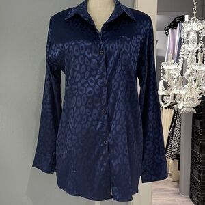 Mundefeis navy blue blouse NWOT
